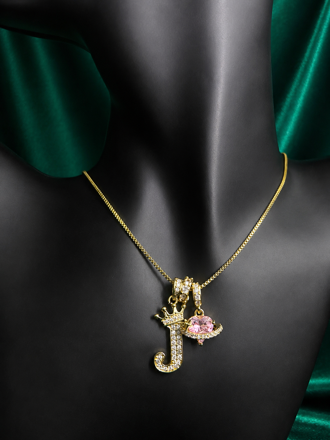 J Gold Diamond Initial Necklace