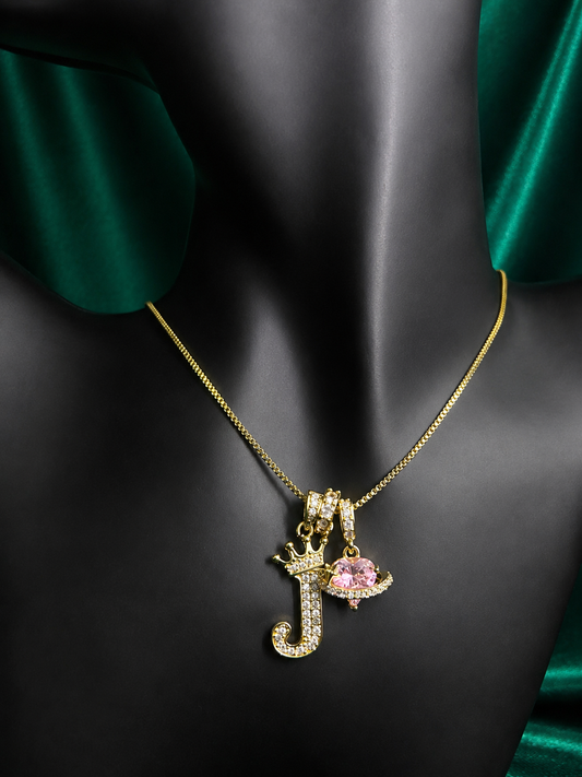 J Gold Diamond Initial Necklace