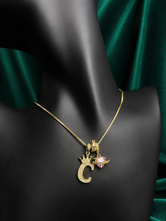 C Gold Diamond Initial Necklace