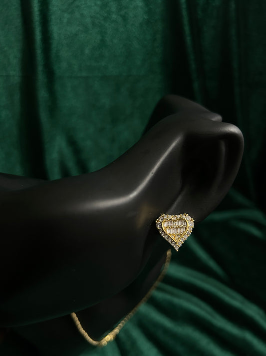 Baguette Diamond Heart Earrings