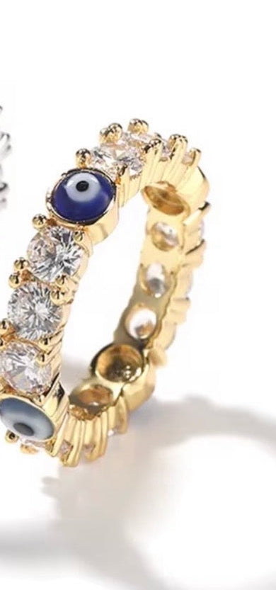 Gold Evil Eyes Ring