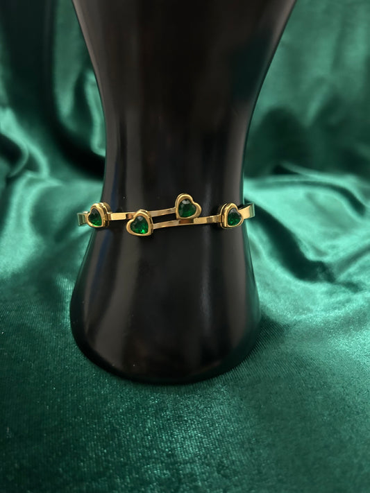 Emerald Hearts Bangle