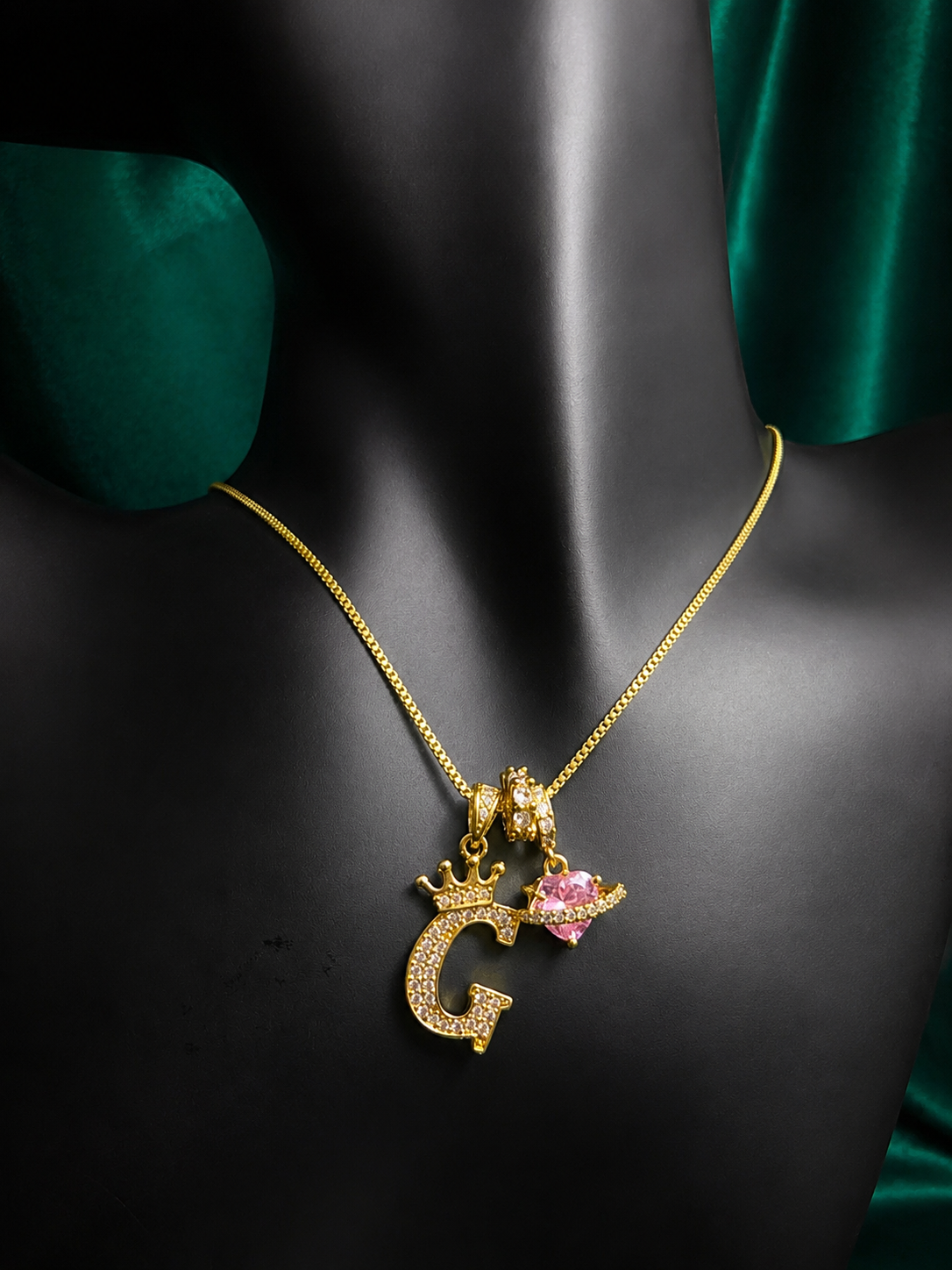 G Gold Diamond Initial Necklace