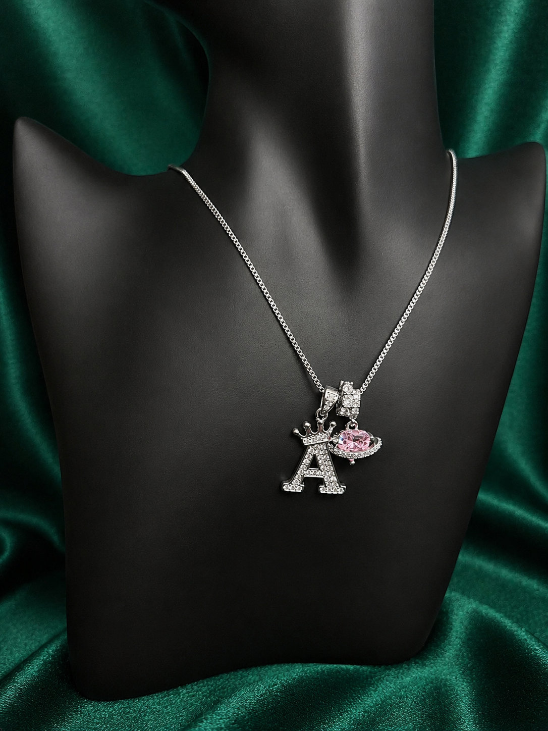 A Silver Diamond Initial Necklace