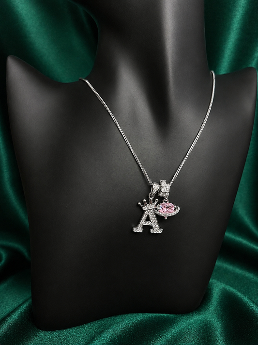 A Silver Diamond Initial Necklace