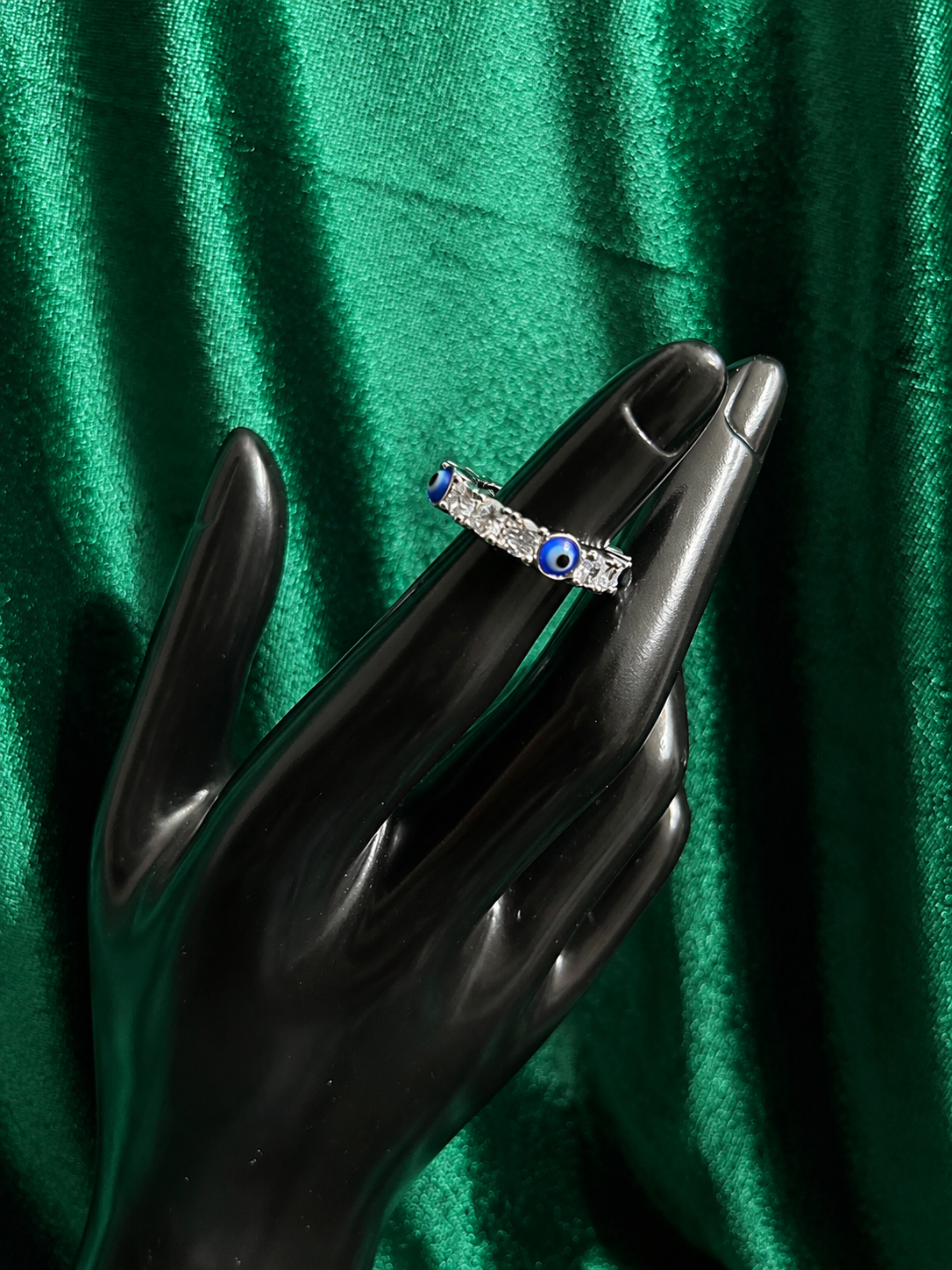 Silver Evil Eyes Ring