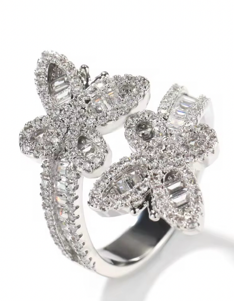 Baguette Butterflies Ring